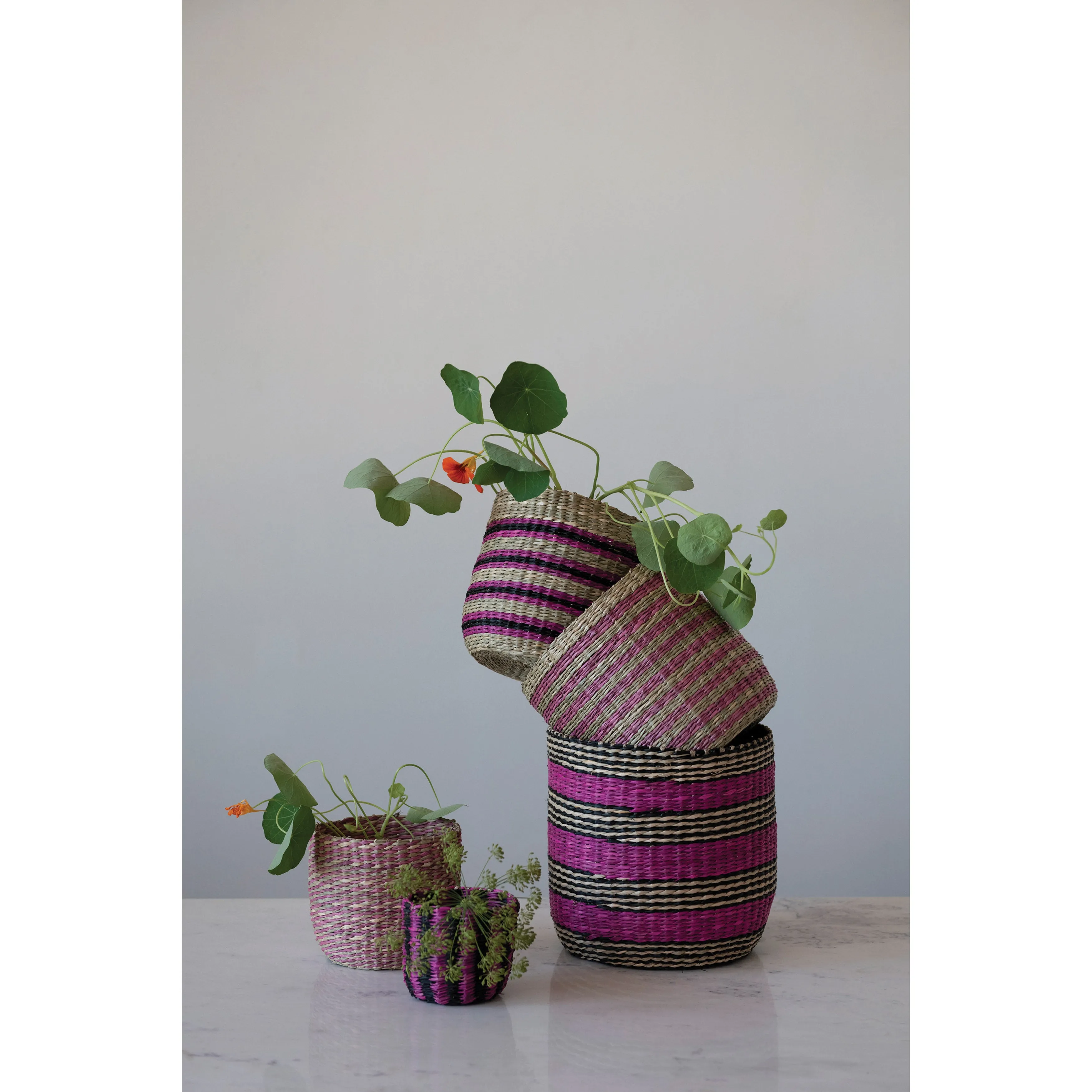 Hand-Woven Striped Baskets