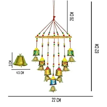 Handcrafted Bell and Elephant Door Hanging Wood Windchime (Combo,Multicolor)