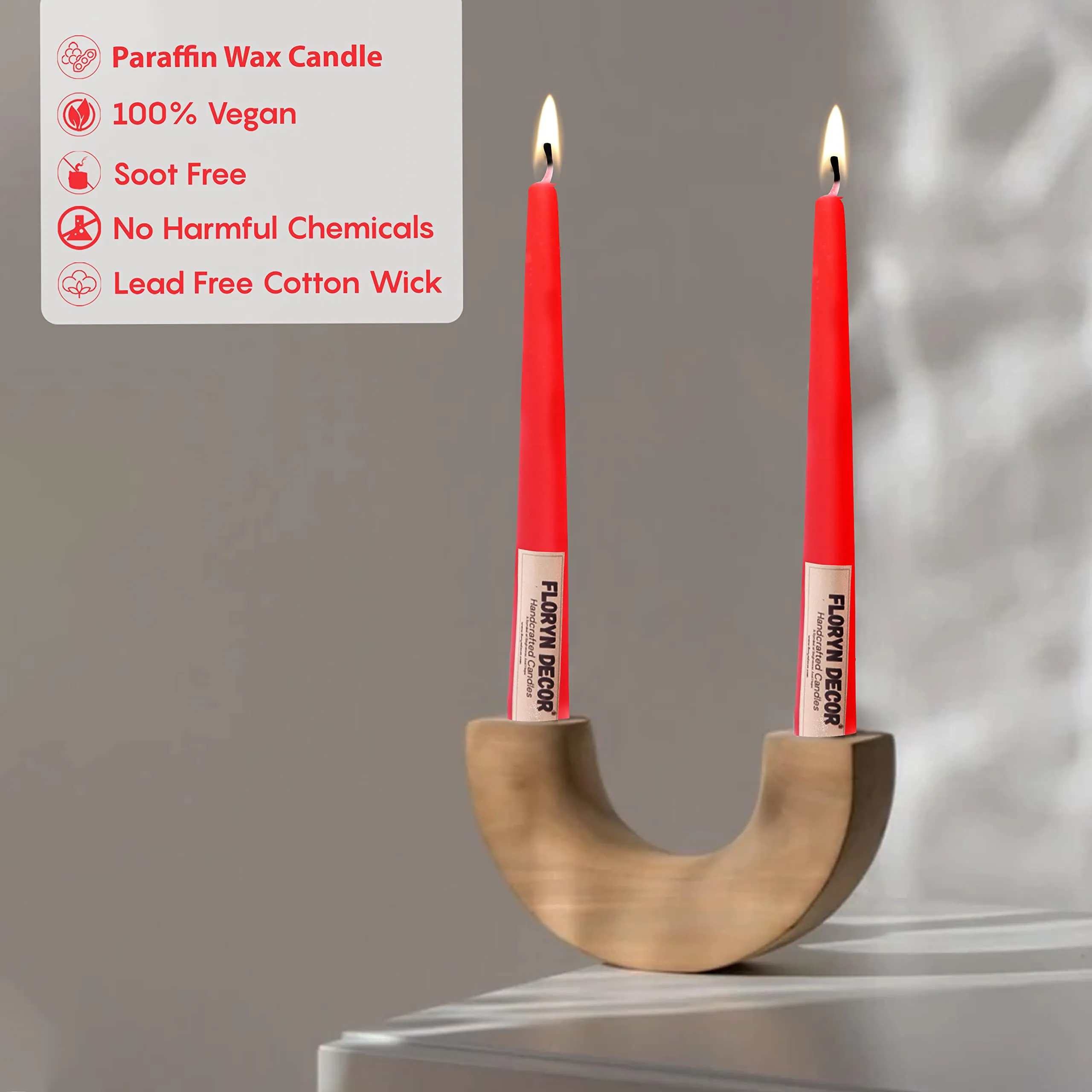 Indoblaze Unscented Red Taper Candles | Long Candles for Home Decor | Candle Sticks Pack of 24