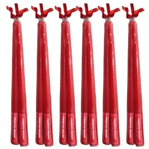 Indoblaze Unscented Red Taper Candles | Long Candles for Home Decor | Candle Sticks Pack of 24