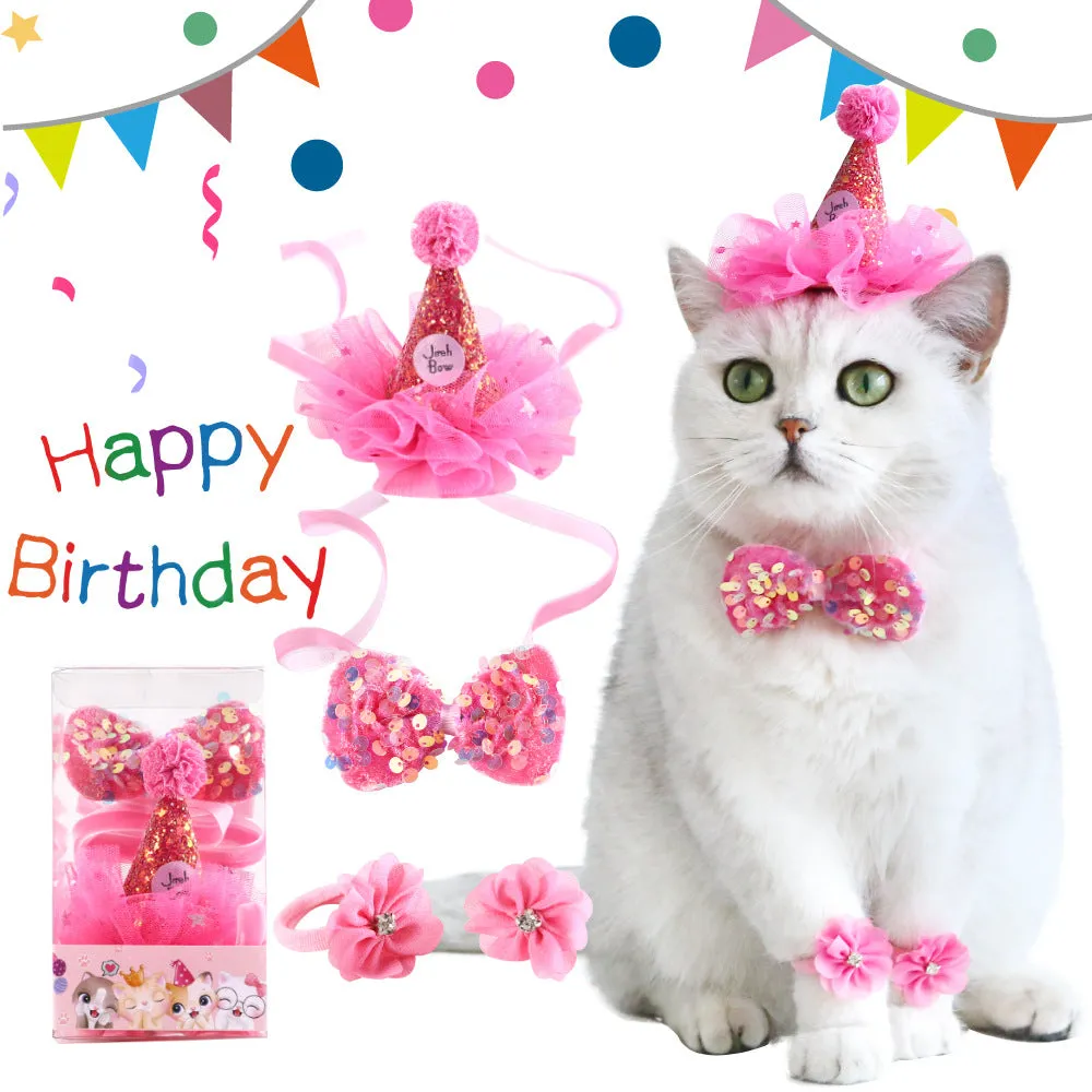 Kitten Birthday Party Dress Up Set (4pcs) | Pink