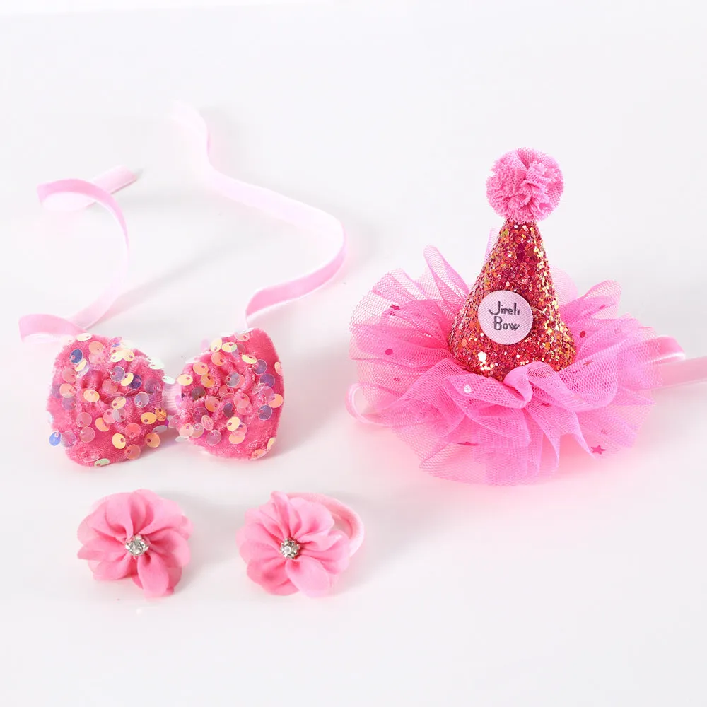 Kitten Birthday Party Dress Up Set (4pcs) | Pink