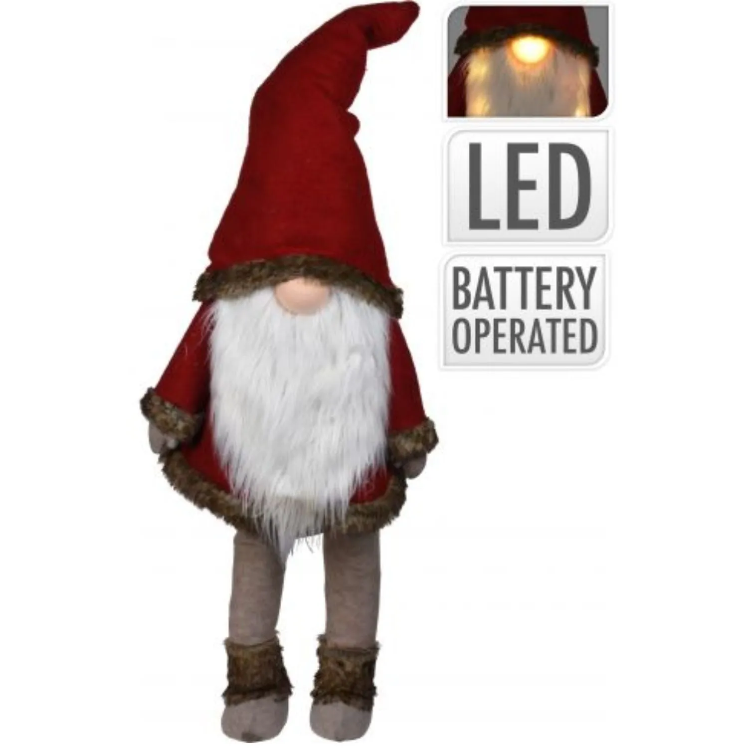 Koopman 158cm Red Gnome With LED Beard