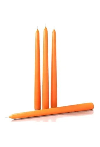 LAKSH Collection 16 Pcs 10 Inch Taper Candles Bulk Tapered Candle Smokeless and Unscented Candle Long Burning Candle Stick Paraffin Wax with Cotton Wicks Dinner Candle for Event (Orange)