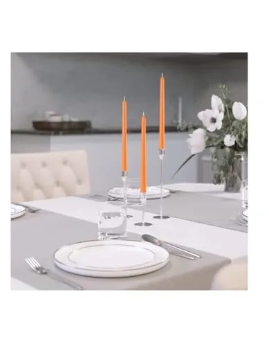 LAKSH Collection 16 Pcs 10 Inch Taper Candles Bulk Tapered Candle Smokeless and Unscented Candle Long Burning Candle Stick Paraffin Wax with Cotton Wicks Dinner Candle for Event (Orange)