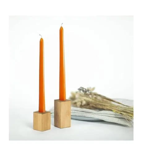 LAKSH Collection 16 Pcs 10 Inch Taper Candles Bulk Tapered Candle Smokeless and Unscented Candle Long Burning Candle Stick Paraffin Wax with Cotton Wicks Dinner Candle for Event (Orange)