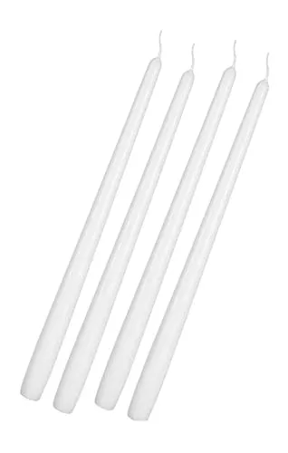 Laksh Collection White Taper Candles | Dripless Candle Sticks | 10-Inch Long Candles |Christmas Candles | Unscented | Home Decor Candles (Pack of 16)