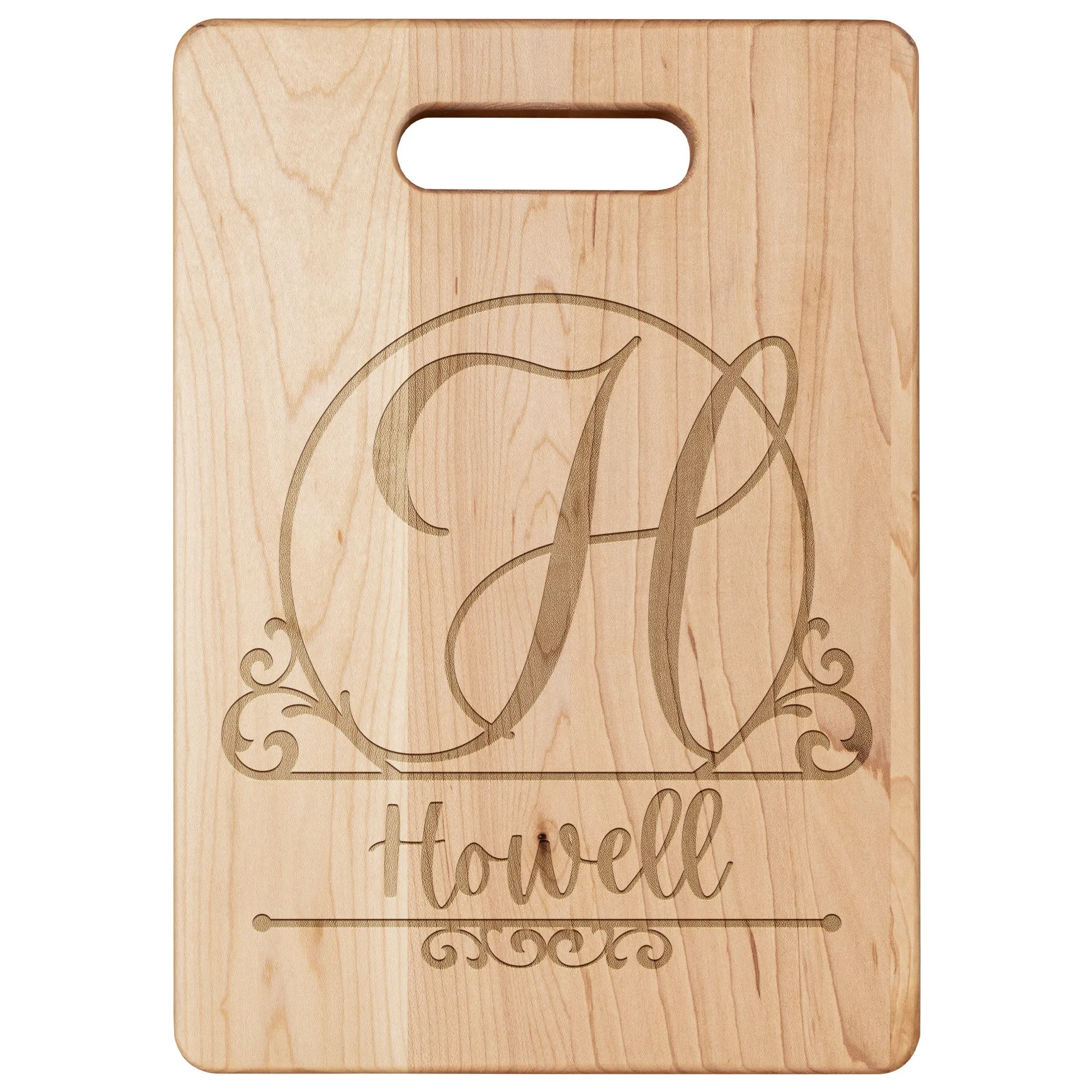 Letter Monogram Custom Family Name Maple Cutting Board 11.5" x 8.75"