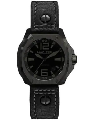 Lum-Tec Mens V-Series Automatic - Black Dial w/ Phantom Tint - PVD-Coated Case