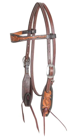 Martin Saddlery Dyed Edge Browband Headstall with Floral Tooling