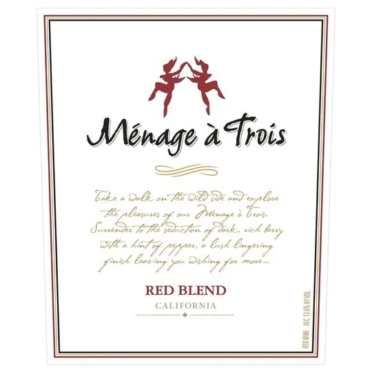 Menage a Trois California Red Blend Red Wine, 750 ml Bottle