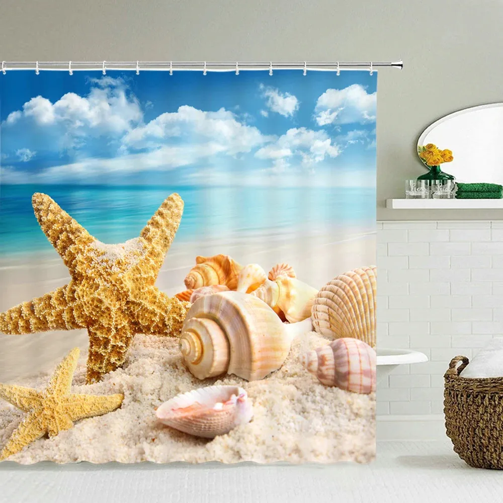 modern beach Shower Curtain New design Romantic Fashion luxury