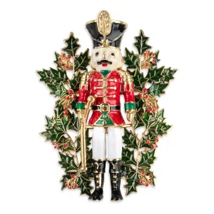 Nutcracker and Holly Brooch