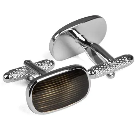 Onyx Art Rhod Grey Enamel Cufflinks