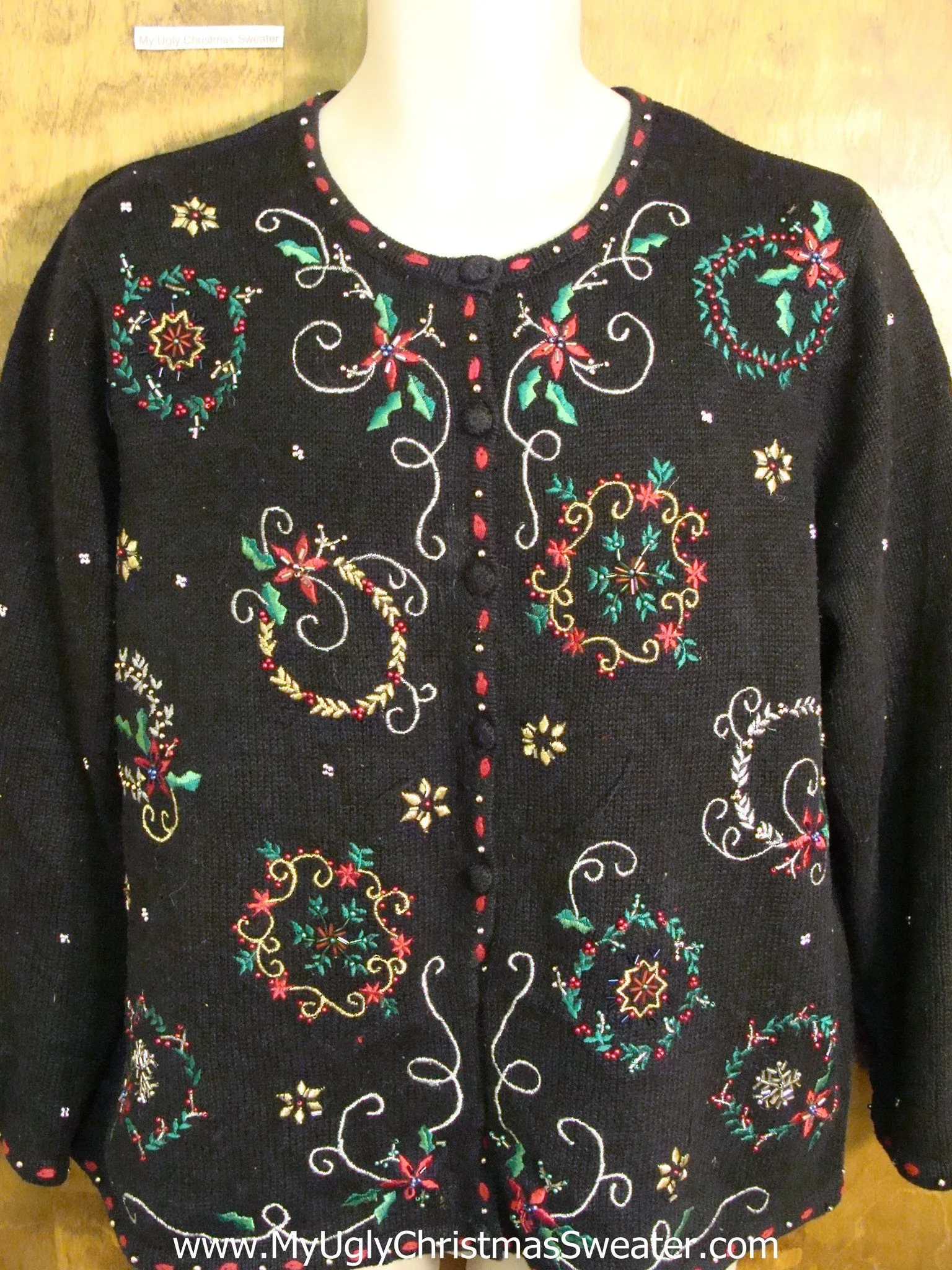 Ornate Horrible 2sided Black Funny Christmas Sweater