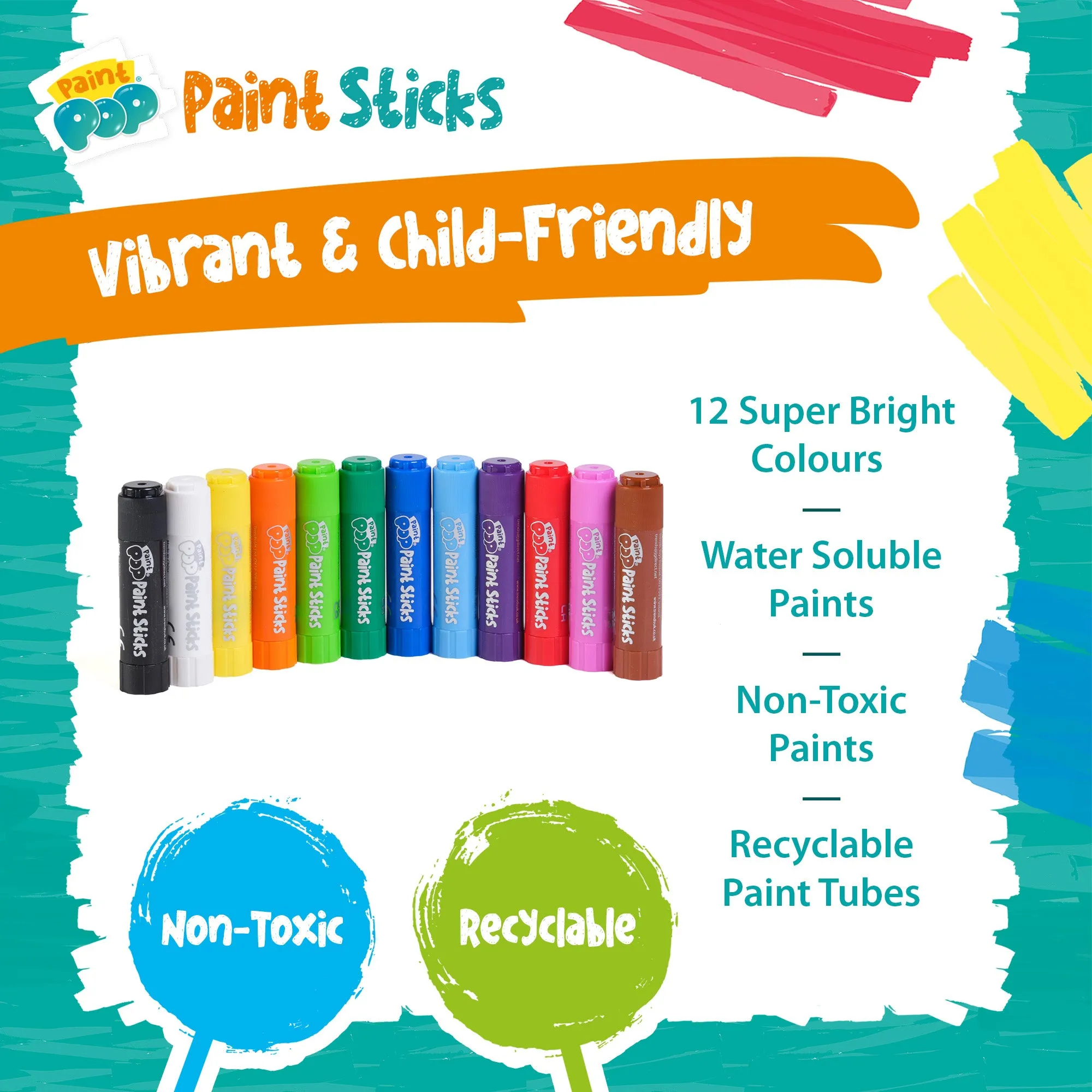 Paint Pop Classic 12 Pack Quick Dry Paint Sticks