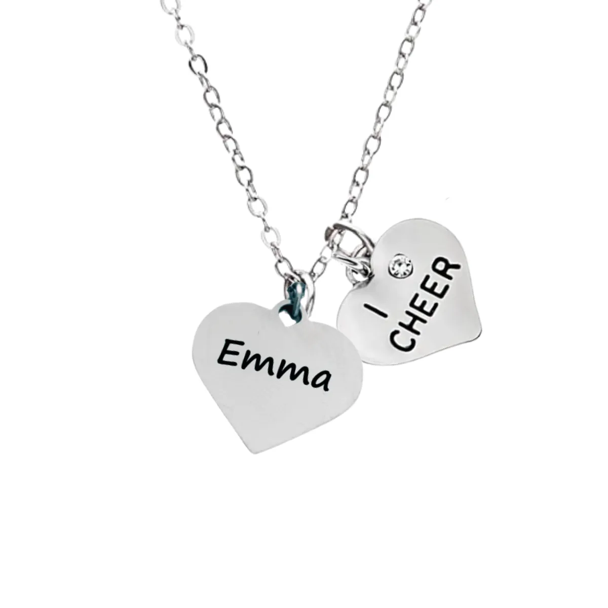 Personalized Engraved Cheer Heart Necklace-Pick Style