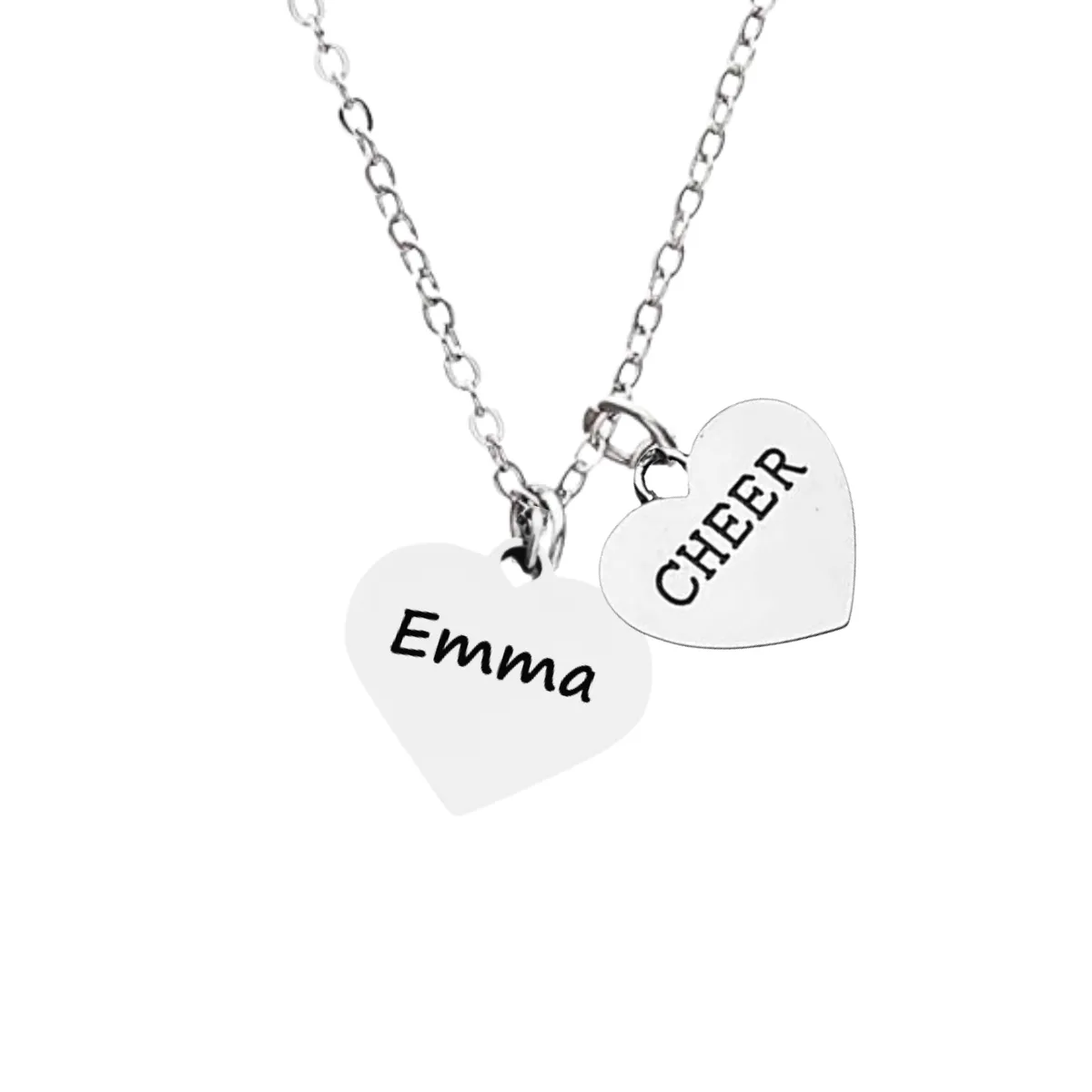 Personalized Engraved Cheer Heart Necklace-Pick Style