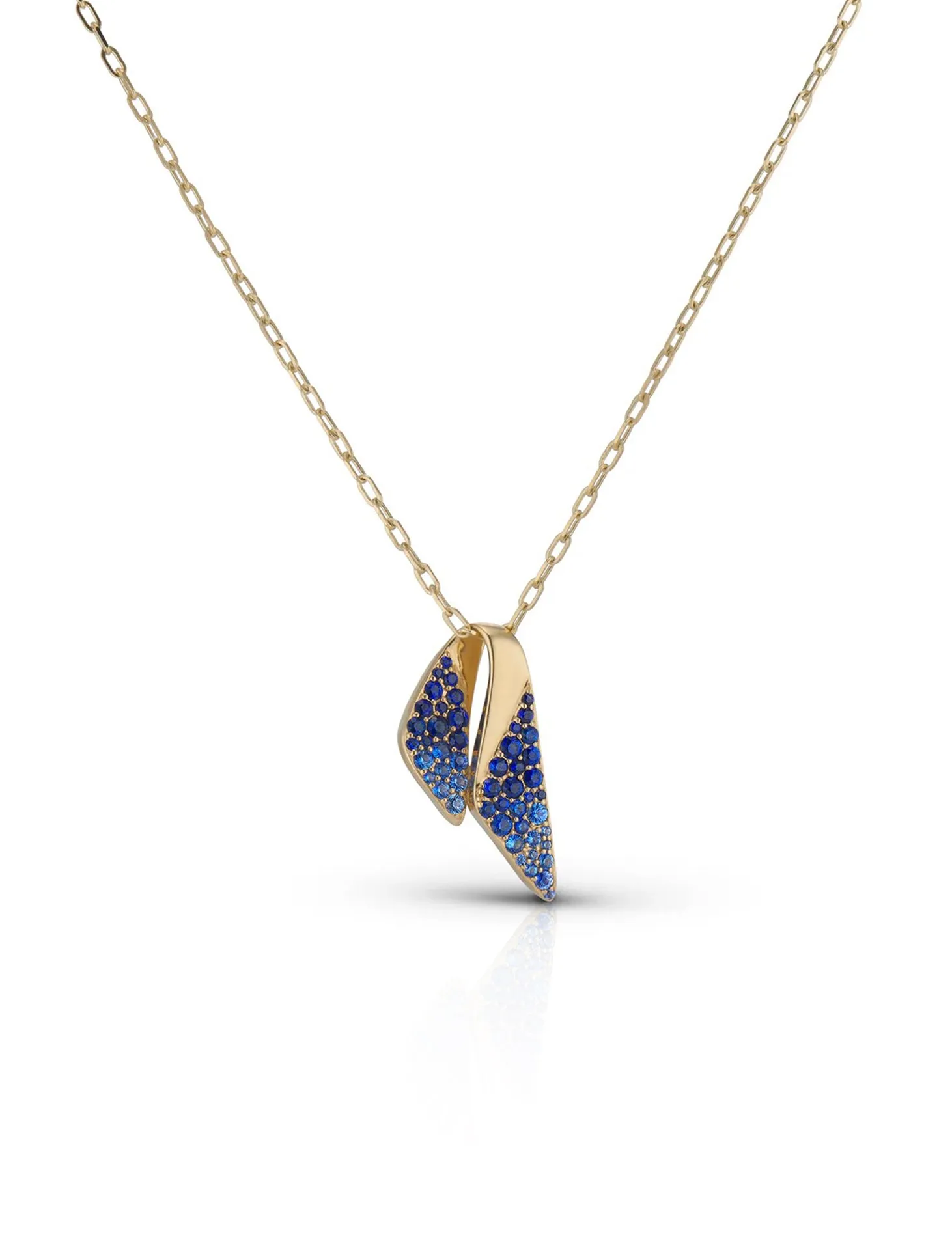 Petite Ailes, 18K Yellow Gold   Blue Sapphire Pendant