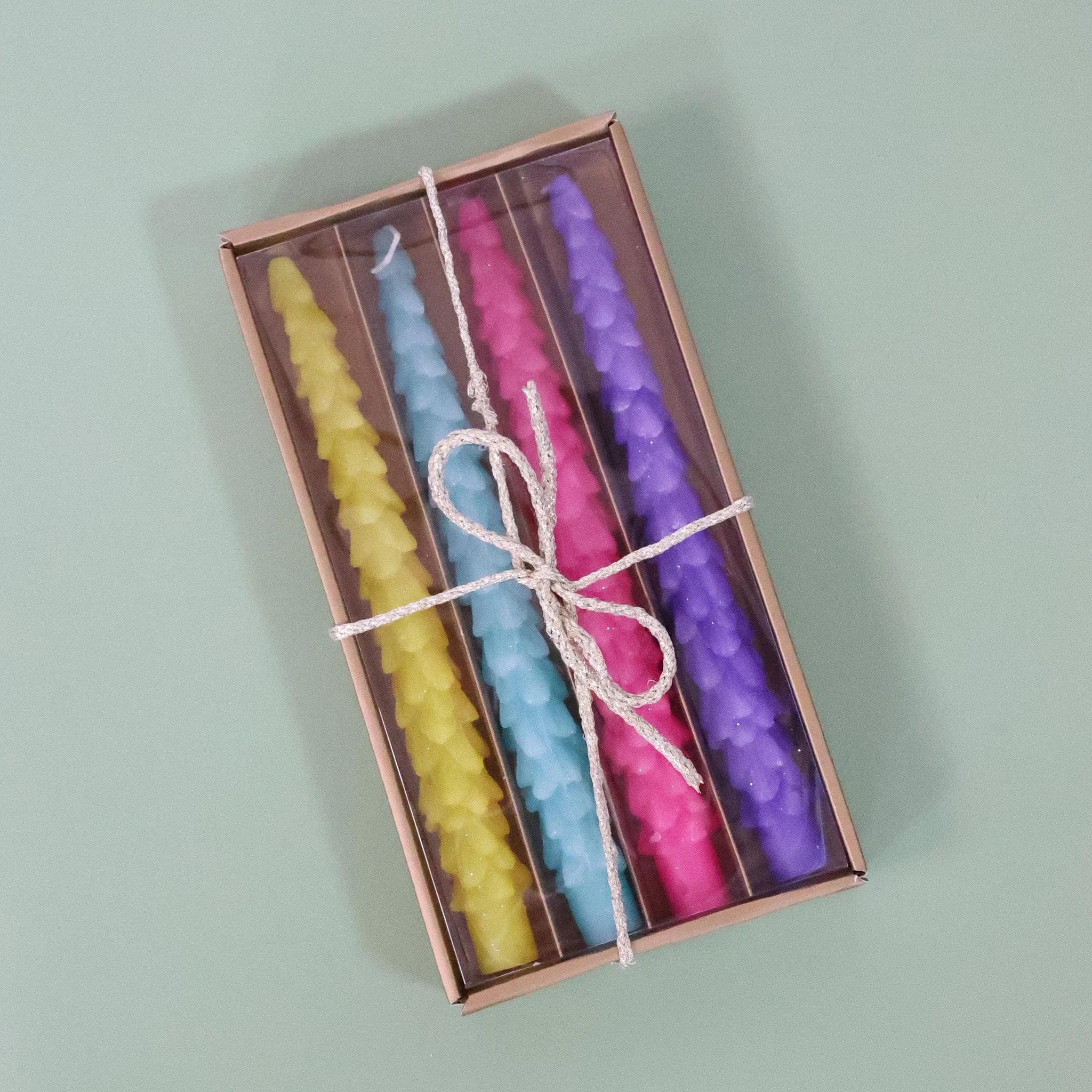 Rainbow Tree Taper Candle, Set of 4