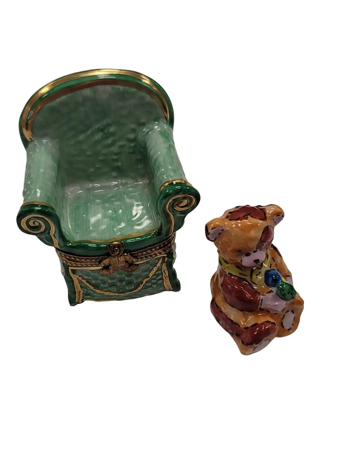 Removable Teddy Bear in Green Chair