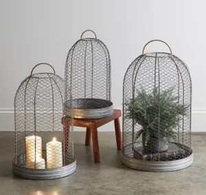 Set of Three Wire Mesh Cloche ~ Candle Holders