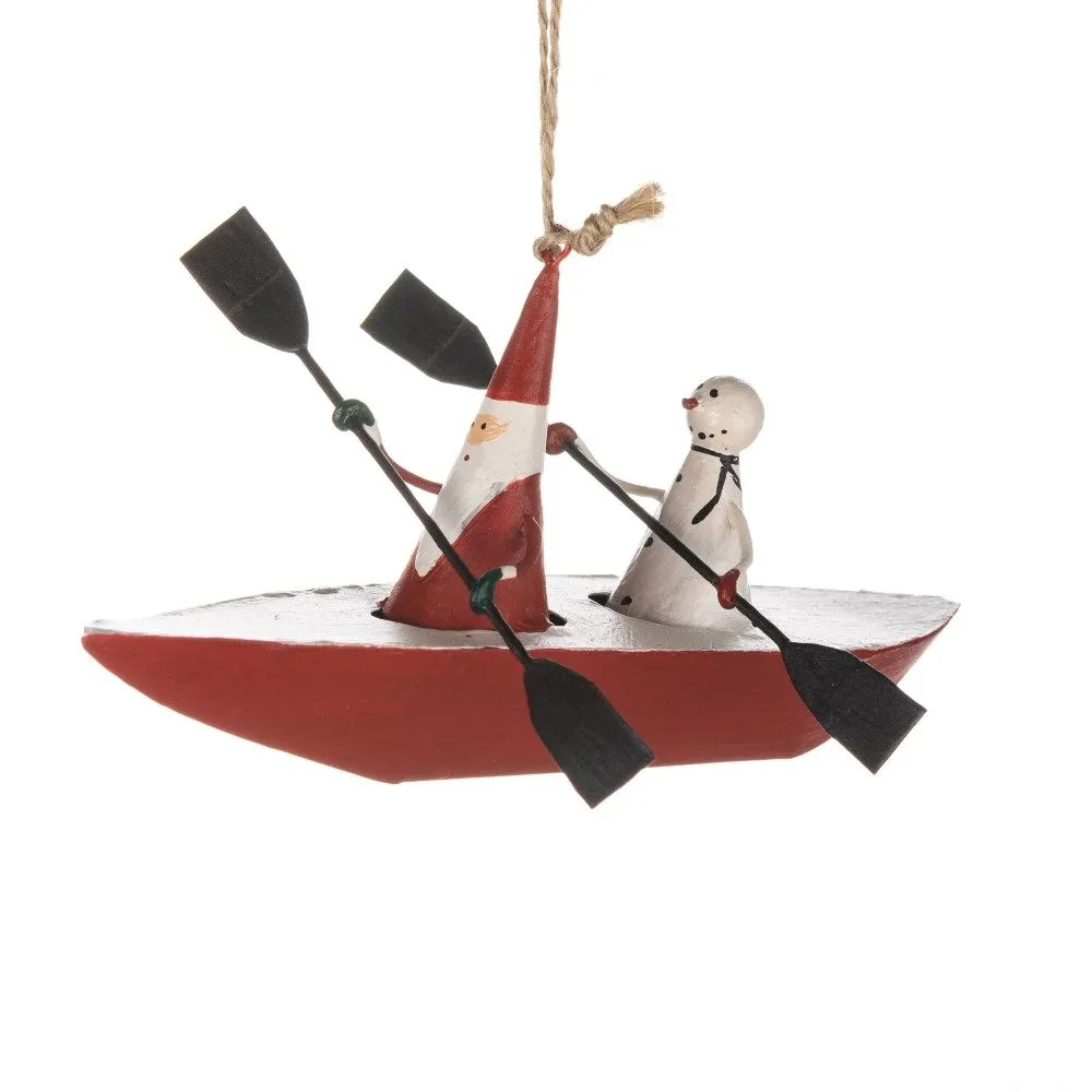 Shoeless Joe 11cm Kayak Santa & Snowman Decoration