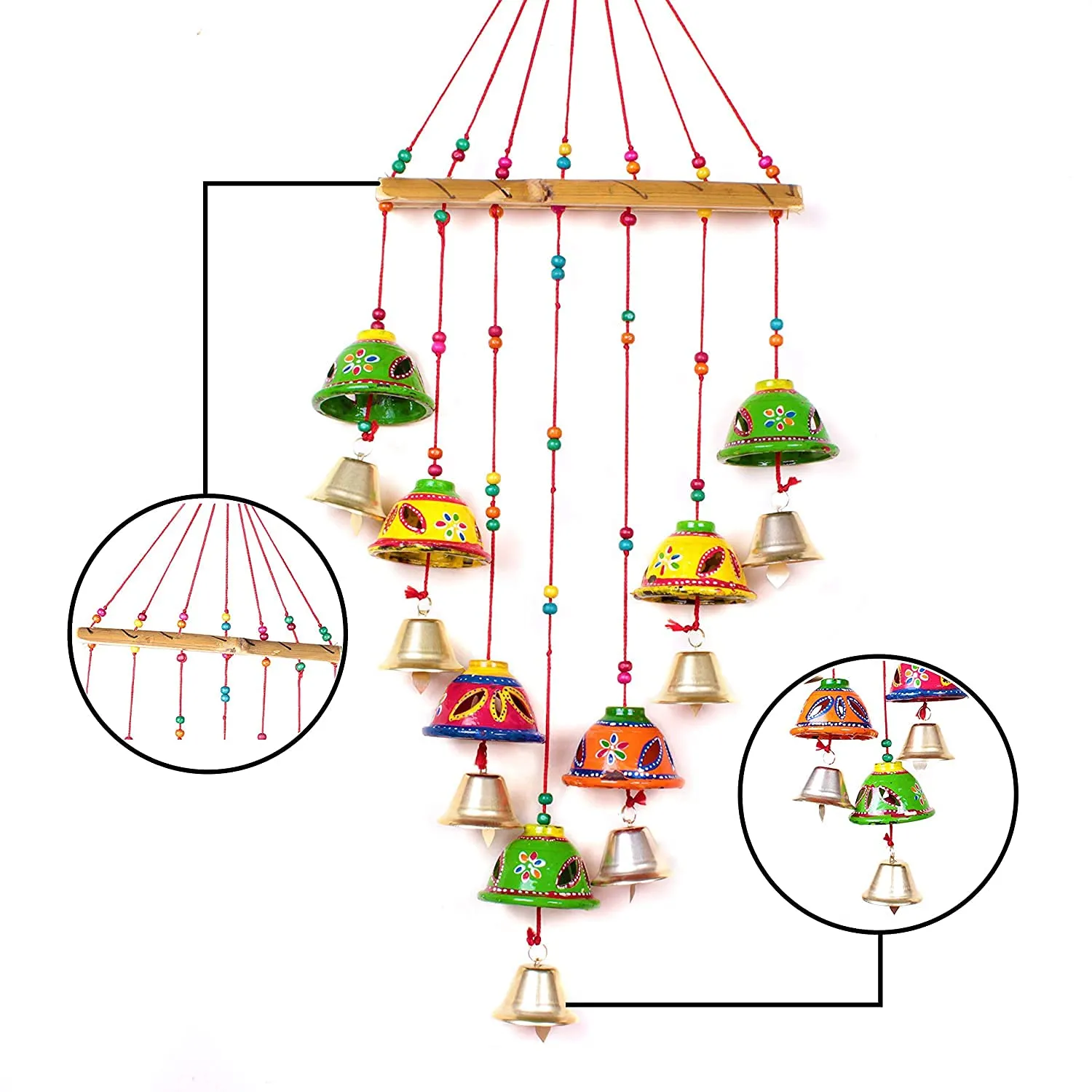 SHOI LITTLE Rajasthani Decorative Hanging Wind Chimes (Multicolor Pack of-1)