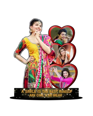 Shri Kanth Art Customized Punjabi Girl - Wall Mount - Wooden - Mosaic/Collage Photo Frame - Gifts Personalized Cutout Photo Frame with Name Collage (10 X 8 Inch)