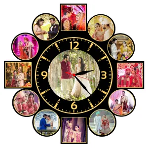 Shri Kanth Art® Personalised Photo Clock Collage for Wall Decor as Birthday Gifts, Anniversary, Valentine ,Wedding Gifts for Friends, Couples and Parents (12 x 12),Wood,