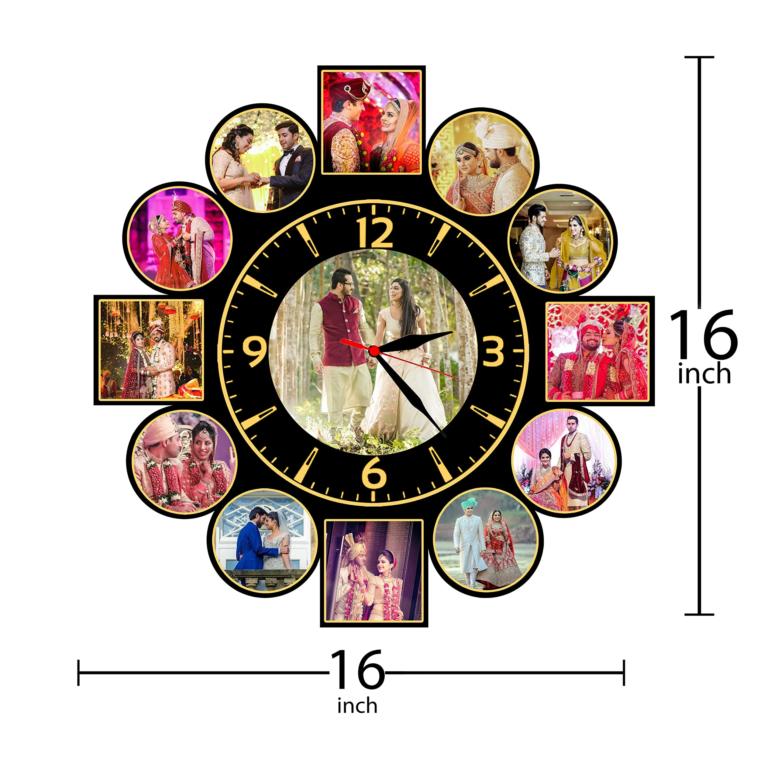 Shri Kanth Art® Personalized Photo Clock Collage for Wall Decor as Birthday Gifts, Anniversary, Wedding Gifts for Friends, Couples and Parents