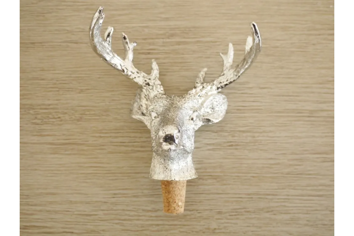 Silver Stag Head Wine Bottle Stopper