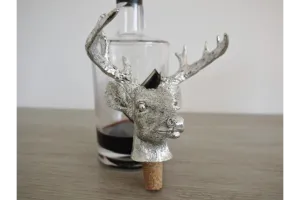 Silver Stag Head Wine Bottle Stopper