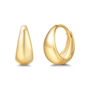 Small 18K Solid Yellow Gold Tapered Huggie Hoop Earrings