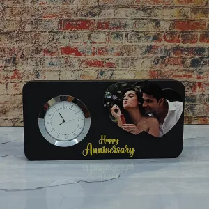 SPARKLE GIFT AND DECOR Happy Anniversary Clock Table Top with Photo for Couple - Special Gift for Wife and Husband, anniversary gift for girlfriend, anniversary gift for boyfriend