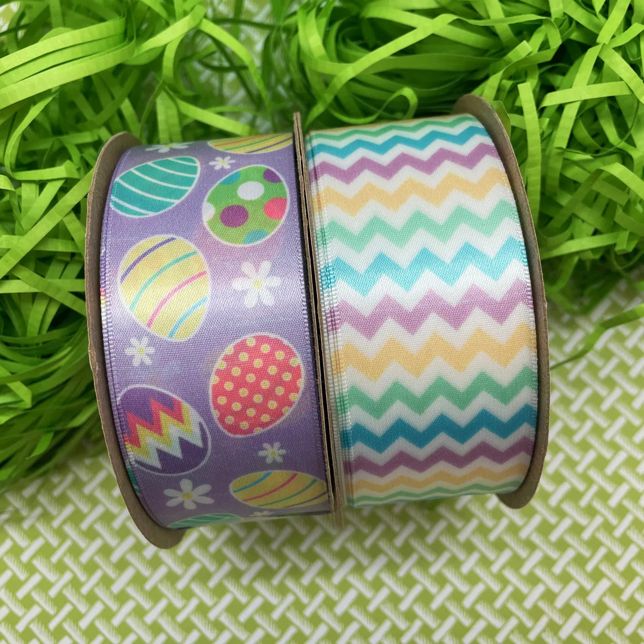 Spring Chevron Ribbon in pastel colors printed on 1.5"single face satin