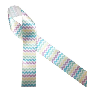 Spring Chevron Ribbon in pastel colors printed on 1.5"single face satin