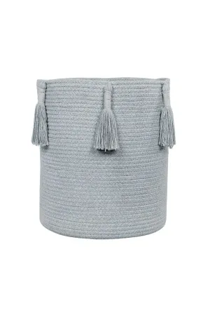 STORAGE BASKET FRINGES WOODY BLUE