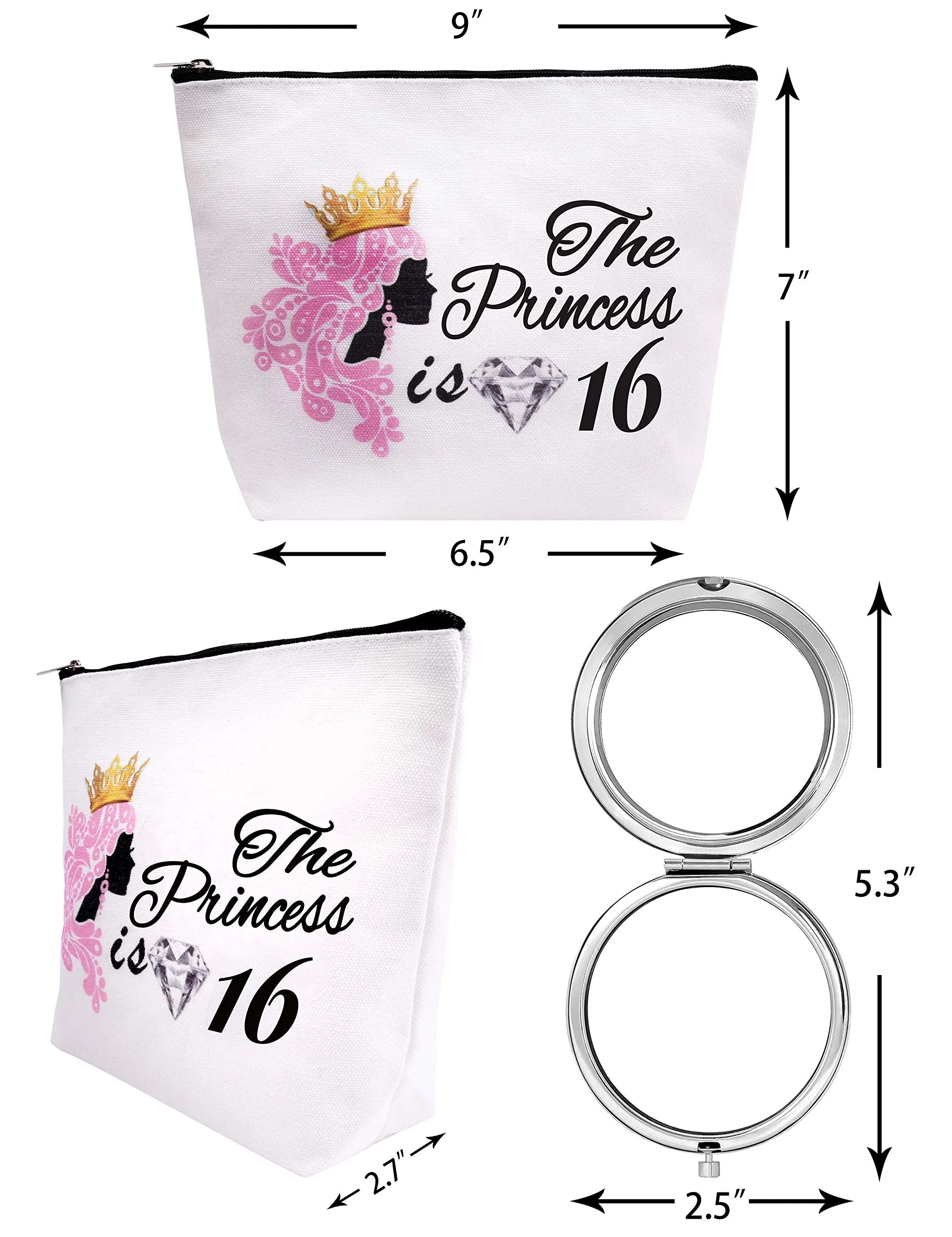 Sweet 16 Gifts for Girls,16th Birthday Gifts Ideas,16 Year Old Girls,Makeup Bag-16th