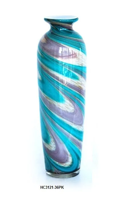 TG-HB-Swirl of Purple and Blue Hues Glass Vase Set