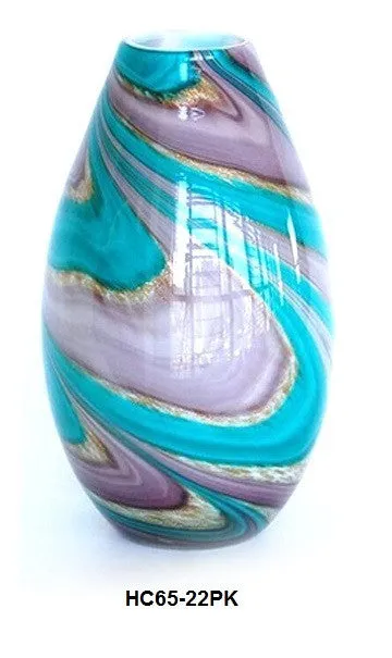 TG-HB-Swirl of Purple and Blue Hues Glass Vase Set