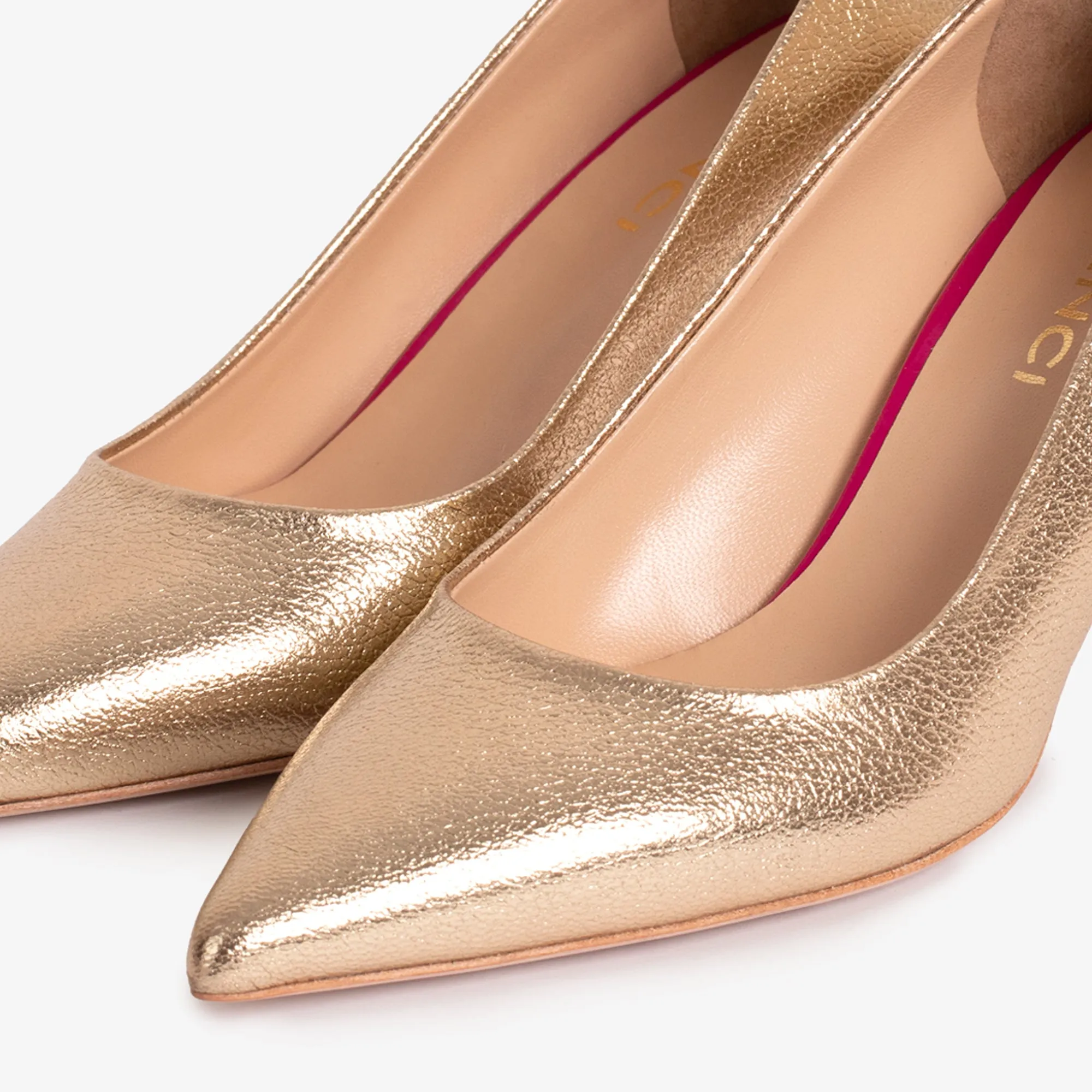 The Brunello Gold Leather Pump Women Shoe