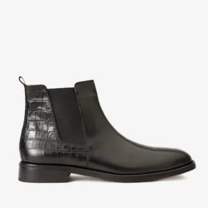 The Manby Black Leather Chelsea Men Boot