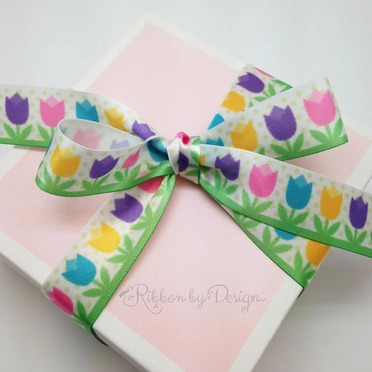 Tulip Ribbon on 7/8" White single face satin