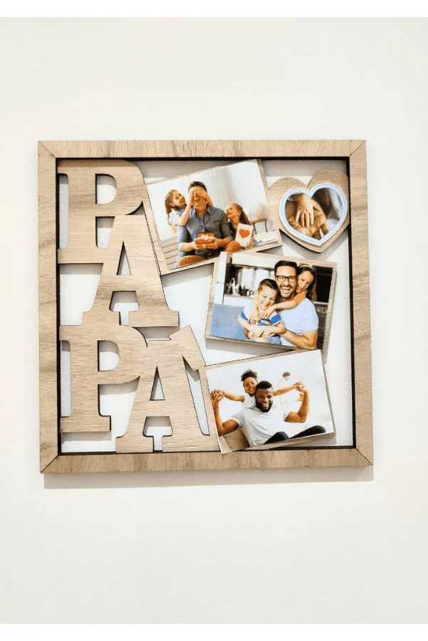 Unique Fathers Day Wooden Photo Frame for desk (Father's Day Gift Idea)