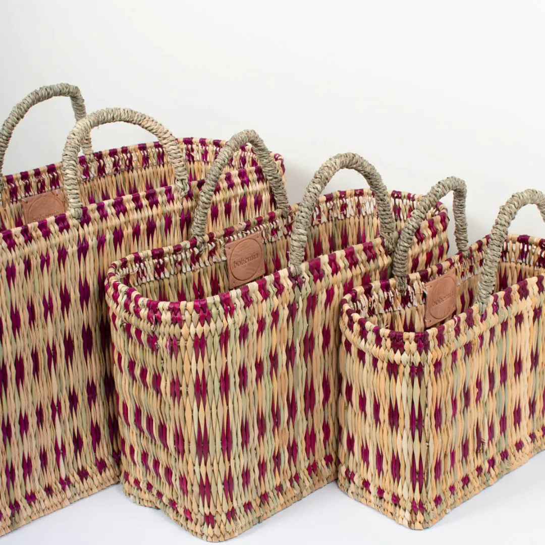 Violet Woven Reed Basket