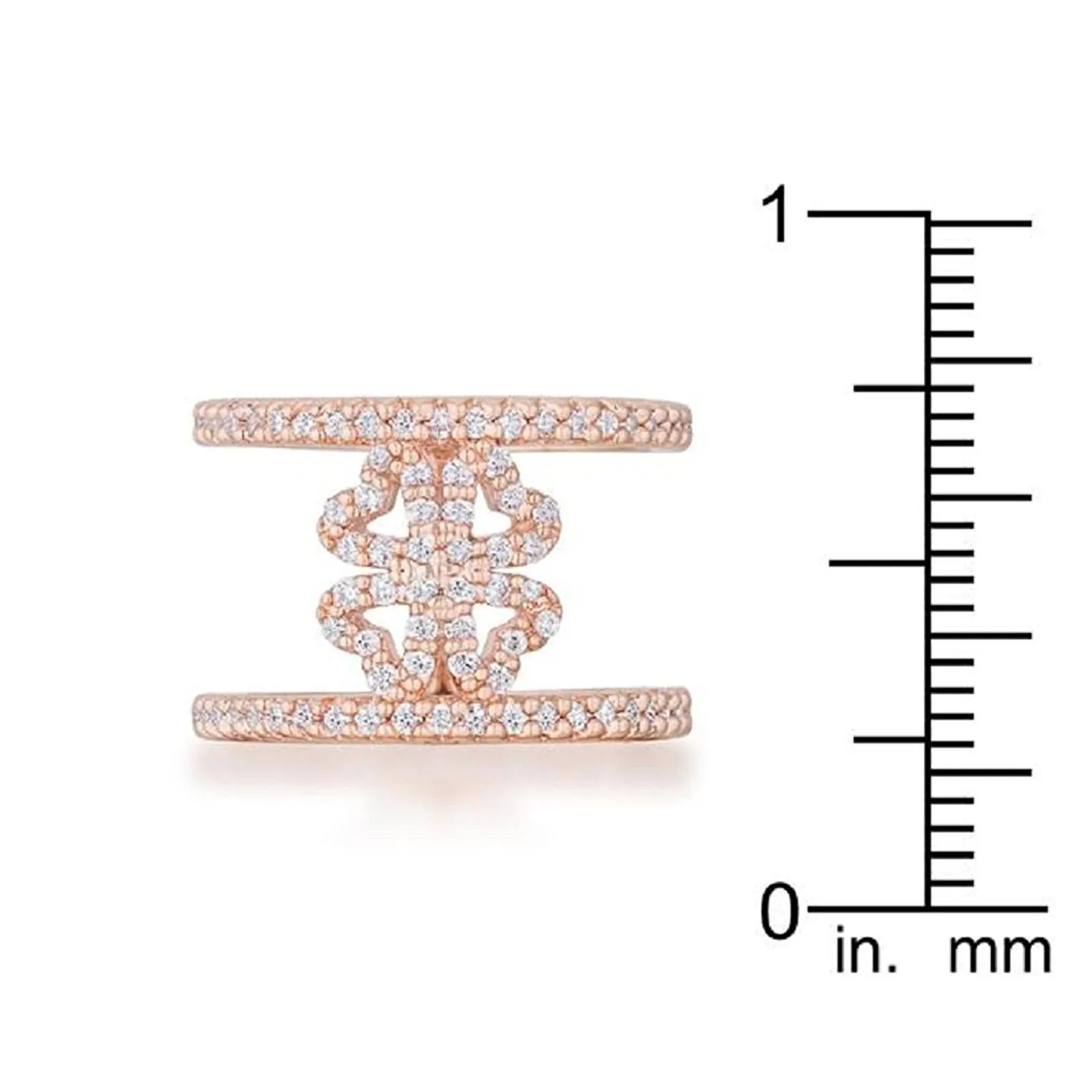 WildKlass 0.4ct CZ Rose Gold Delicate Clover Wrap Ring