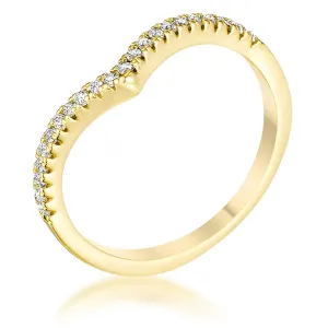 WildKlass .22Ct Gold ToneChevron Ring with CZ