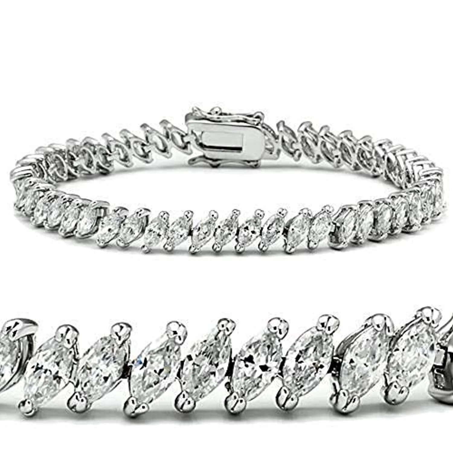 WildKlass Stainless Steel Classic Bracelet Rhodium Women AAA Grade CZ Clear